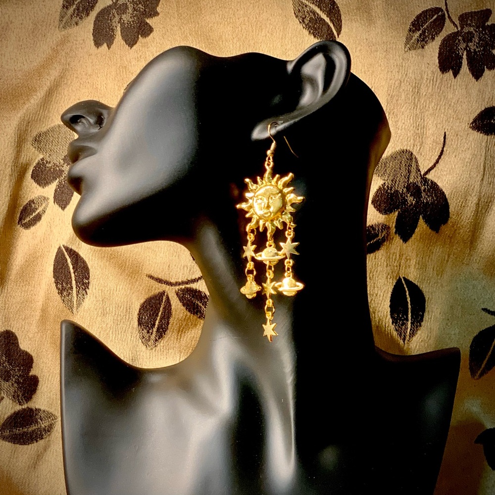 Gold Sun and Moon Earrings